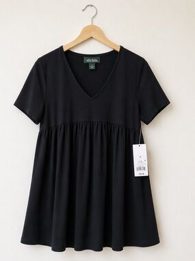 Wild Fable Black Babydoll Dress Womens size Small Flowy Mini NWOT